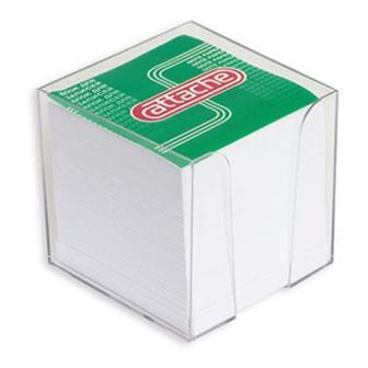 Подставка "Куб" с блоком 9*9*9 белый бл.прозр.Attache
