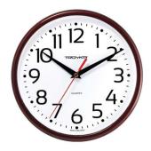 Часы настенные Troyka круглые белые коричневая рамка 91931912