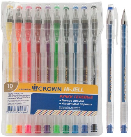 Ручка гелевая Crown набор 10 цв.