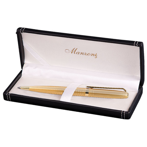 Ручка шариковая Manzoni Viareggio золото кож/з футл.