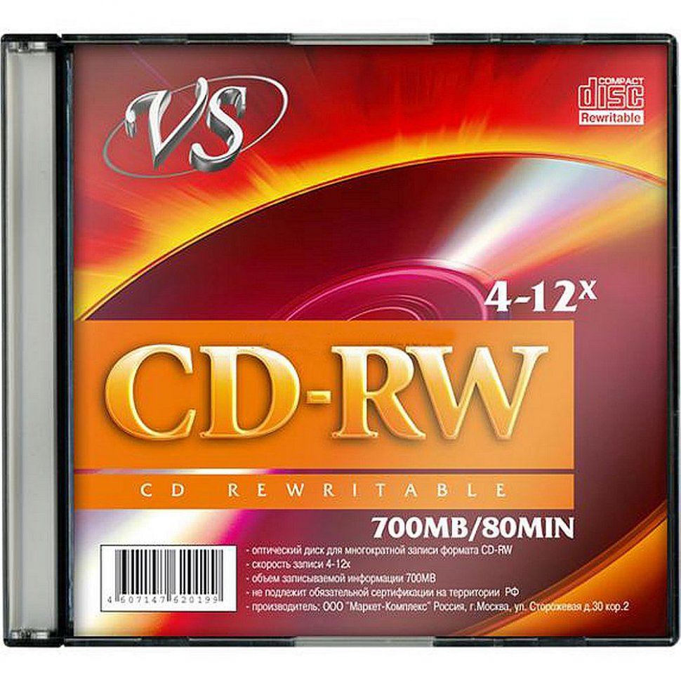 Диск СD-RW 700Mb VS 4-12x slim