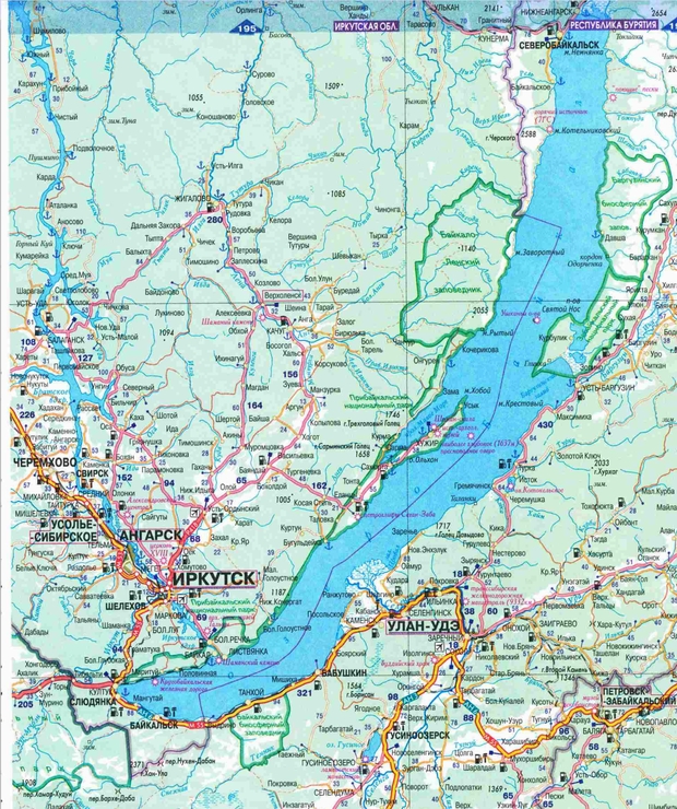 Карта Физическая Иркутская область