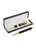Ручка шариковая Calligrata «Модерн», автом., черно-золотистая, футляр