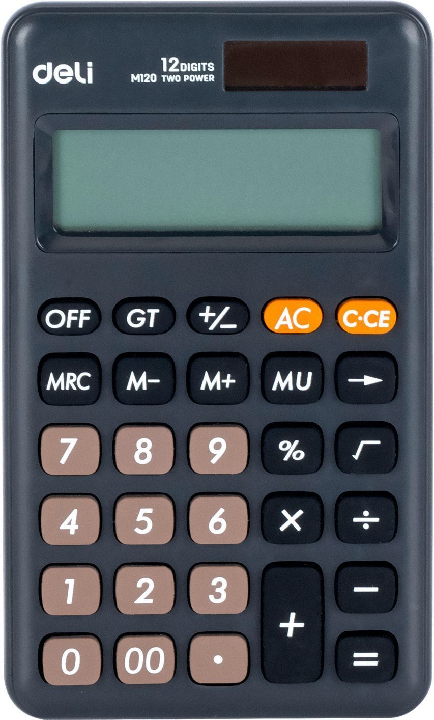 Калькулятор Deli 12-разр.EM120, карманный, черный