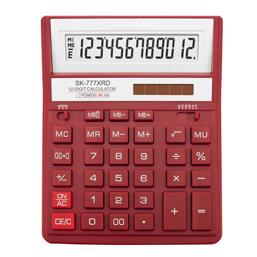 Калькулятор Skainer 12-разрядн.777 красный