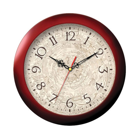 Часы настенные Troyka круглые бежевые с рис.коричн.рамка 11131149