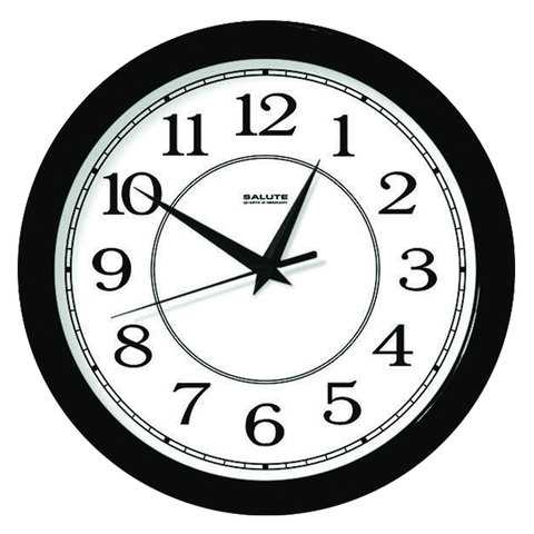 Часы настенные Салют круглые белые черная рамка
