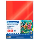 Картон цветной мелов. А4 5л.5цвет.Brauberg