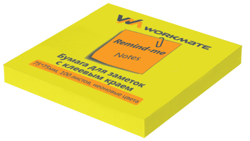 Блок для записи 75х75 WorkMate неон желтый