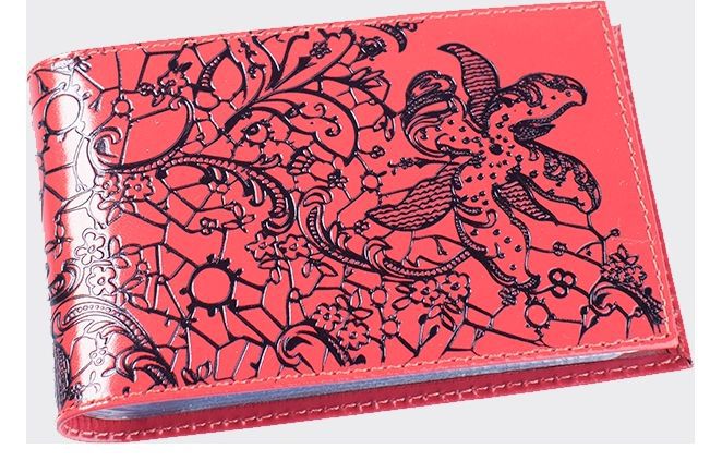 Визитница 66х110 40карт.кожа Гипюр coral