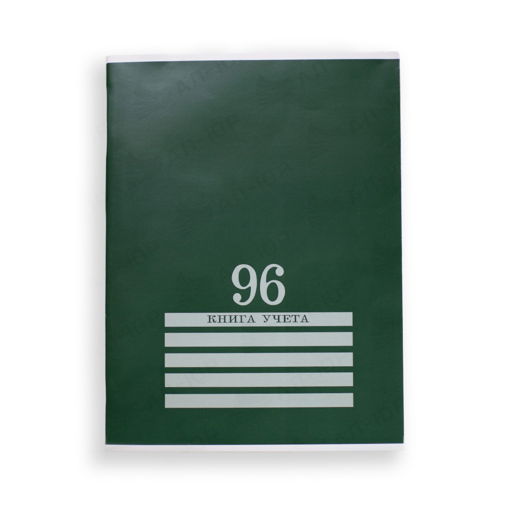 Книга учета 96 листов клетка офсет картон Зеленая