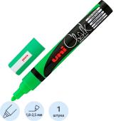 Маркер меловой UNI PWE-5M флуоресцентно-зелёный,1.8-2.5 мм.
