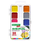 Краски акварель BRAUBERG KIDS, мед., 20 цв.