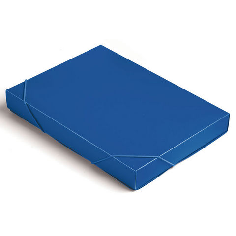 Короб архивный пластиков.4 см Бюрократ 0,7мм на резинке синий