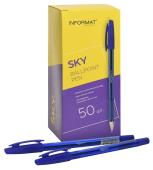 Ручка масляная inФОРМАТ SKY синяя 0,5, прозр-синий корпус