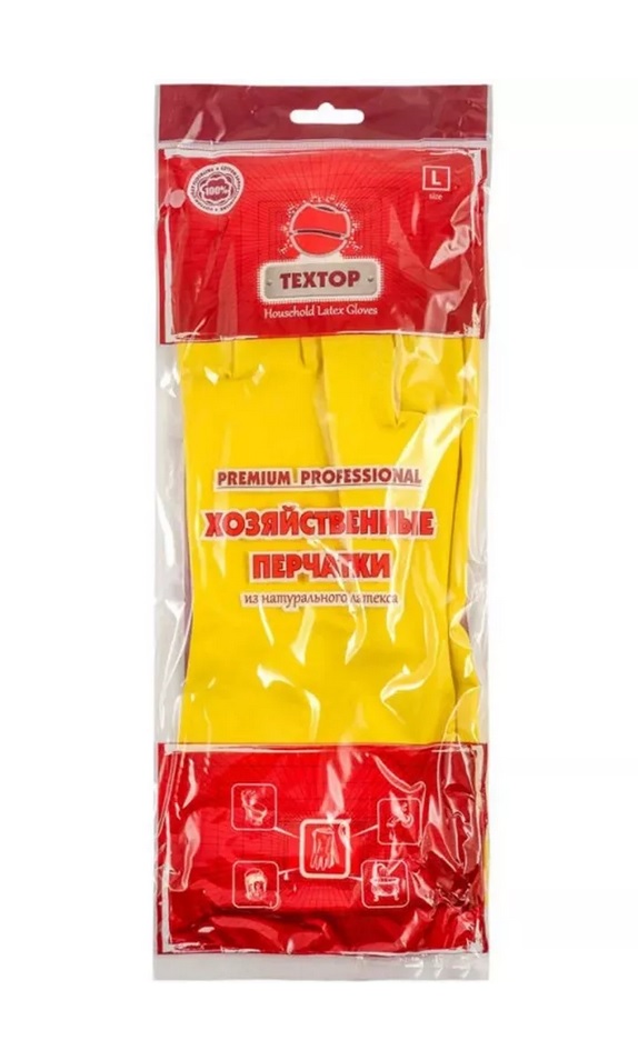 Перчатки хозяйственные латексные L Textor