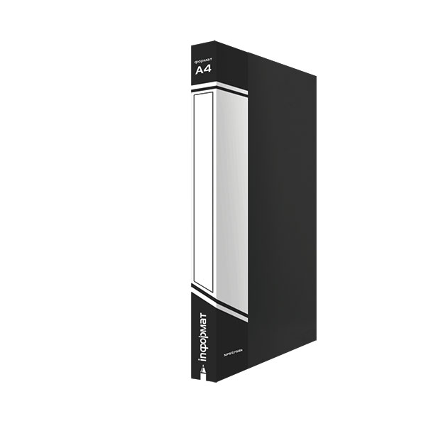 Папка 4 кольца, корешок 25мм inФОРМАТ черный, 700мкм