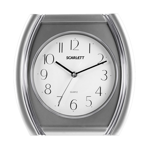 Часы настенные Scarlett квадратные белые сереб.рамка