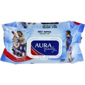 Салфетки влажные Aura антибакт.Family 120шт.крышка
