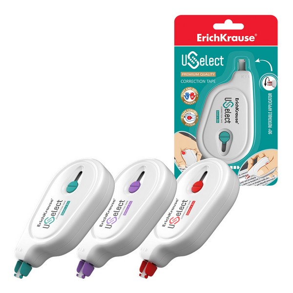 Корректирующая лента 5мм х 8м Uselect Er.Krause, с повор.апплик., цвет асс.