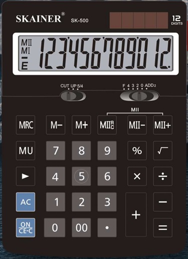 Калькулятор Skainer 12-разрядн.500 средний черный