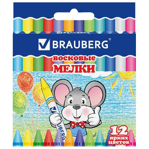 Карандаши восковые 12 цветов BRAUBERG
