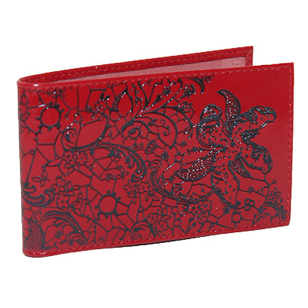 Визитница 66х110 40карт.кожа Гипюр красный