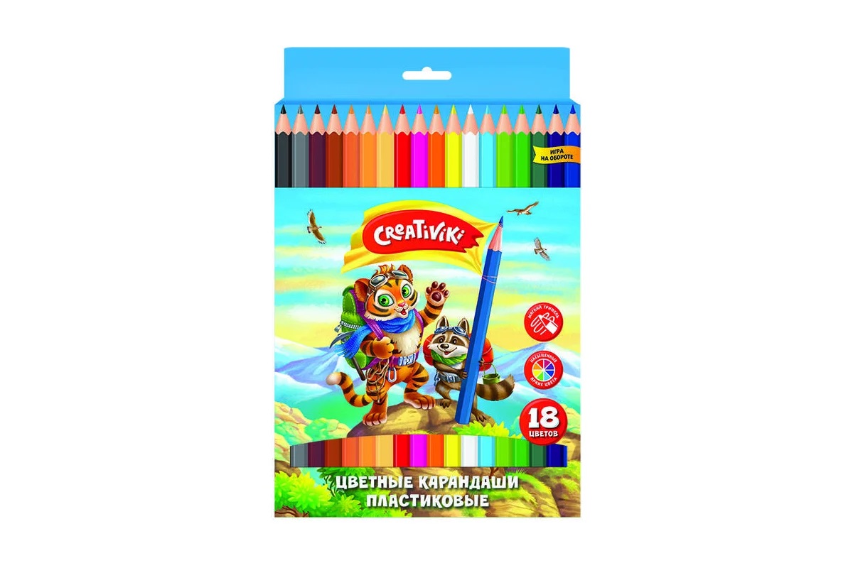 Карандаши 18 цветов Creativiki пластик