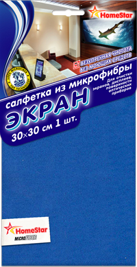 Салфетка ХоумСтар микрофибра Экран/Стекло 30*30