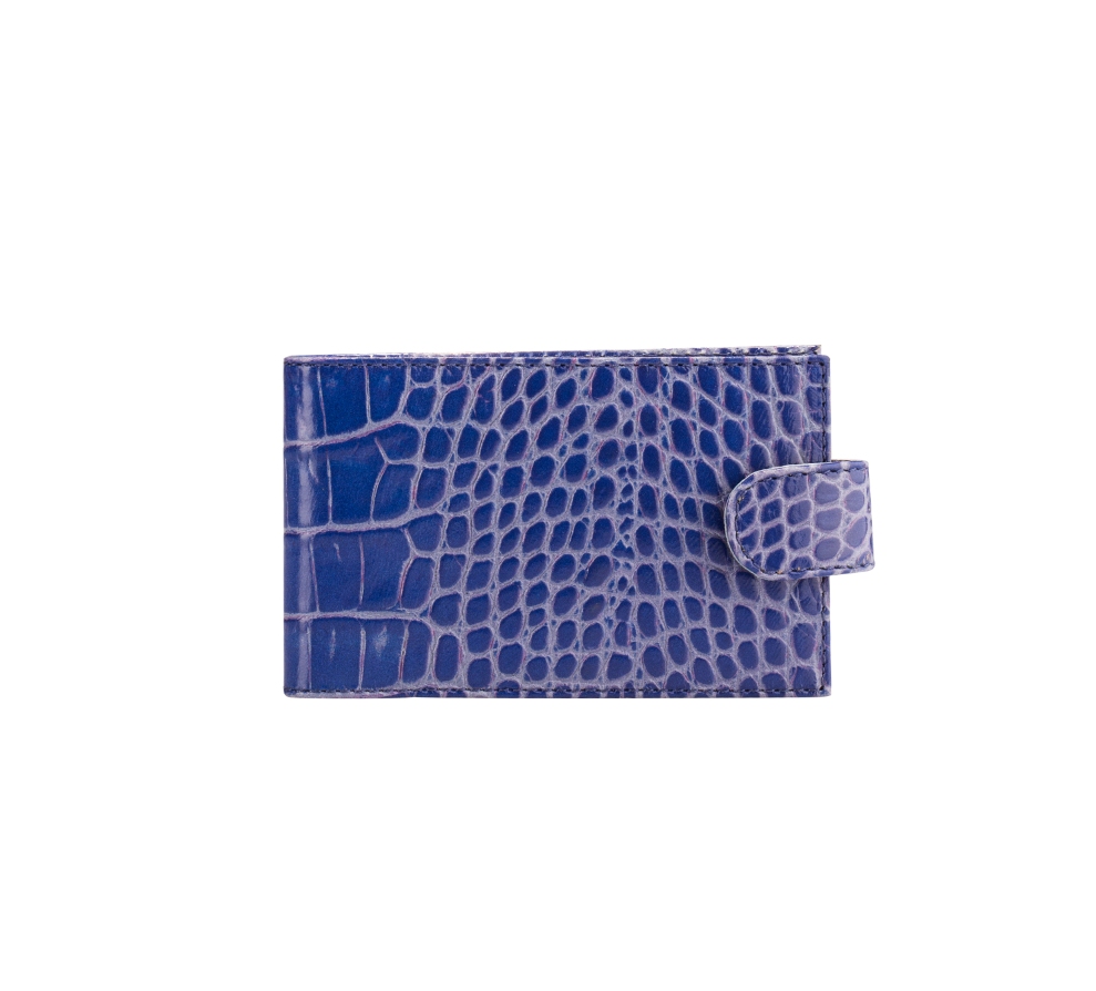 Визитница 70х120 40карт.кожа Croco ультрамарин