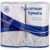 ТУАЛЕТНАЯ БУМАГА OFFICECLEAN PREMIUM, 3СЛ. 4ШТ, ТИСНЕНИЕ БЕЛАЯ