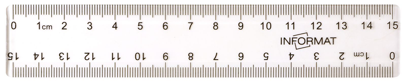 Линейка пластмассовая 15 см прозр.бесцветная