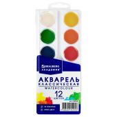 Краски акварель BRAUBERG Академия классическая мед. 12цв.