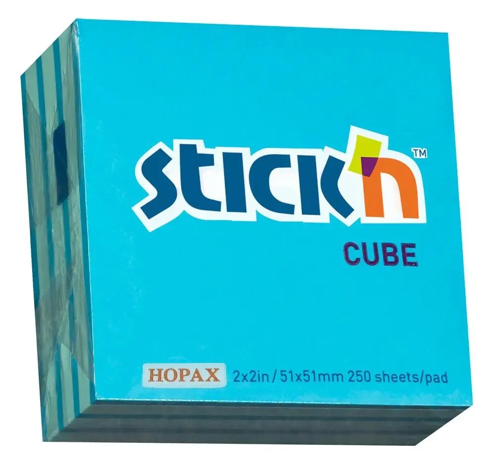 Блок для записи 51х51 5цв.250л.Stick`n Неон+пастель, голубой 2цв