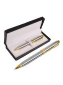 Ручка шариковая Calligrata «Стиль», поворот.мех., серебристый с золотым, футляр Ручка шариковая Calligrata «Стиль», поворот.мех., серебристый с золотым, футляр
